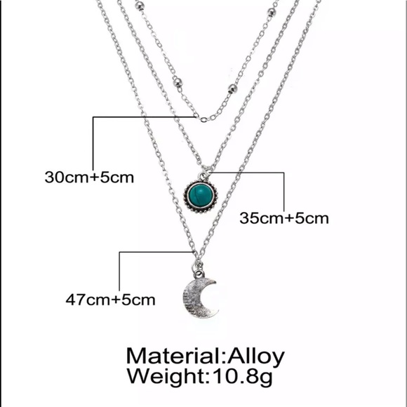 3 layered 🌙 & turquoise boho inspired necklace - Picture 4 of 4